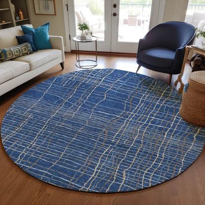 LOOMLAN Rugs Calista Blue Washable Indoor-Outdoor Rug