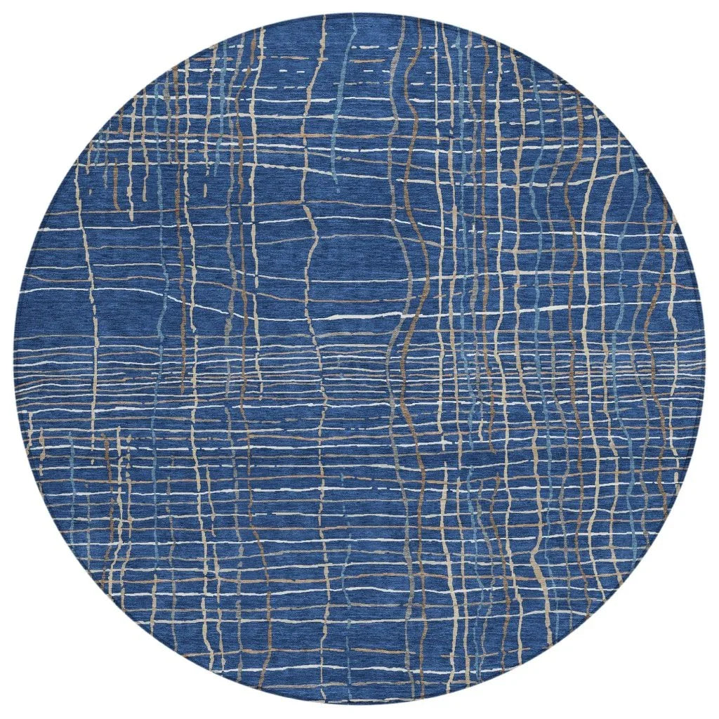 LOOMLAN Rugs Calista Blue Washable Indoor-Outdoor Rug