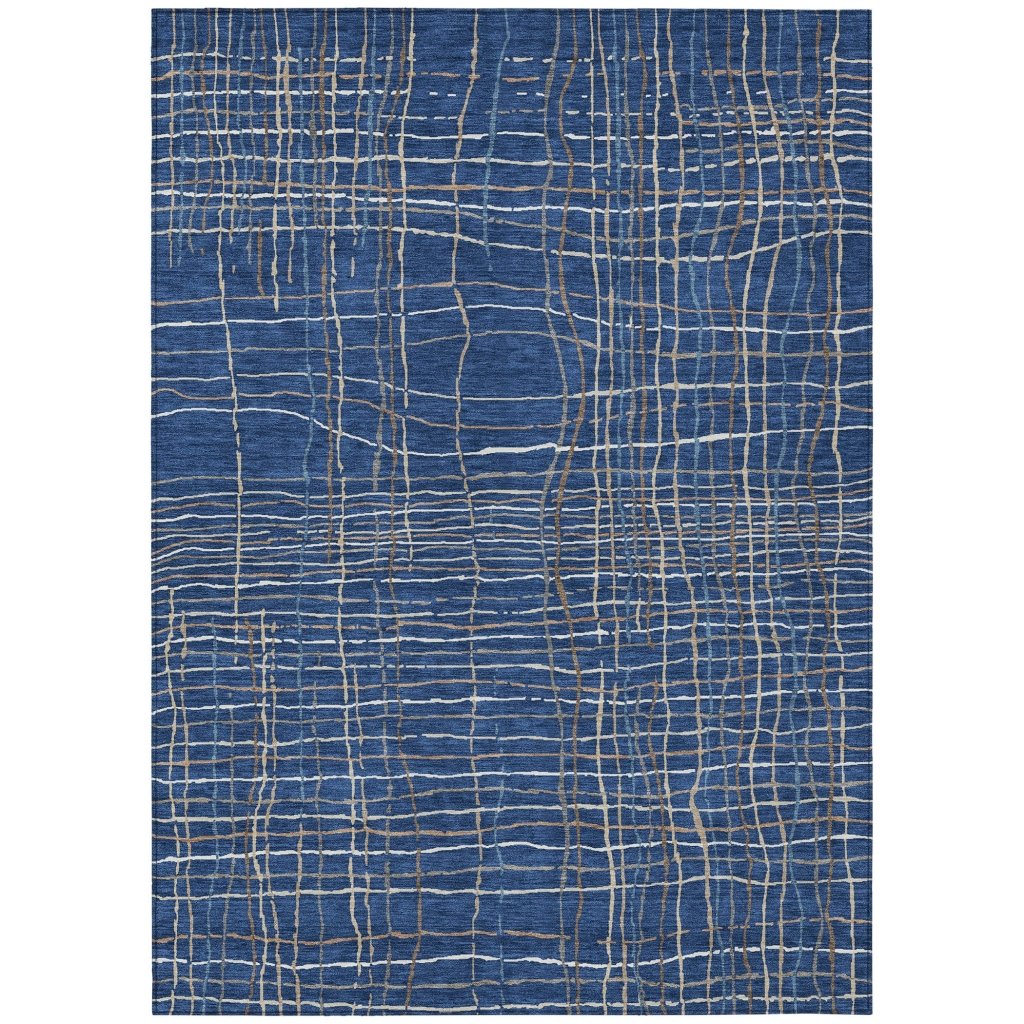 LOOMLAN Rugs Calista Blue Washable Indoor-Outdoor Rug