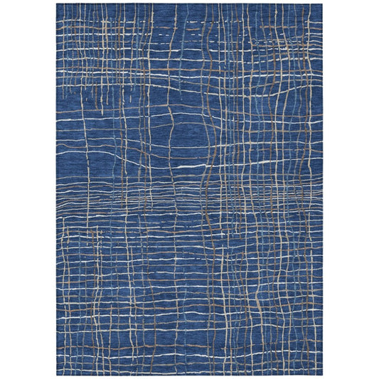 LOOMLAN Rugs Calista Blue Washable Indoor-Outdoor Rug