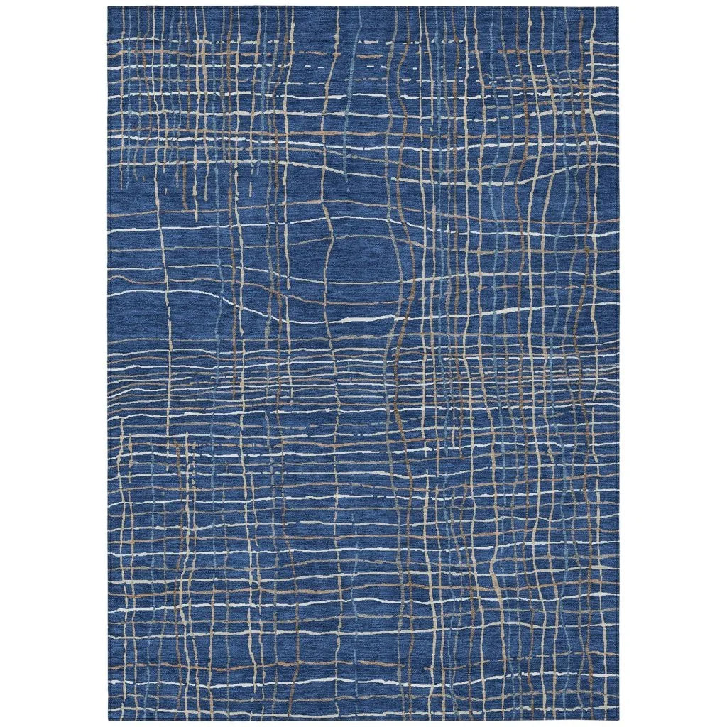 LOOMLAN Rugs Calista Blue Washable Indoor-Outdoor Rug