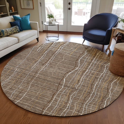 LOOMLAN Rugs Calista Brown Washable Indoor-Outdoor Rug
