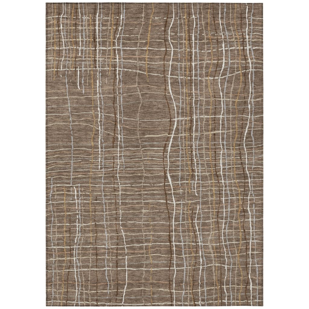 LOOMLAN Rugs Calista Brown Washable Indoor-Outdoor Rug
