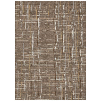 LOOMLAN Rugs Calista Brown Washable Indoor-Outdoor Rug
