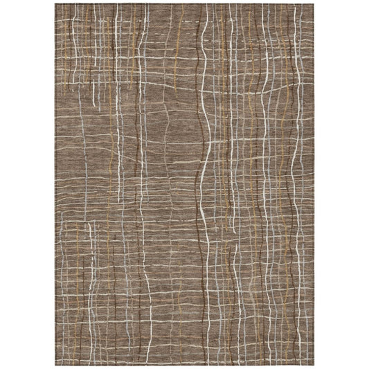 LOOMLAN Rugs Calista Brown Washable Indoor-Outdoor Rug
