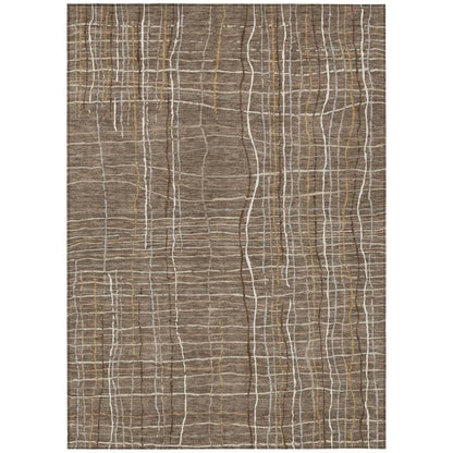 LOOMLAN Rugs Calista Brown Washable Indoor-Outdoor Rug