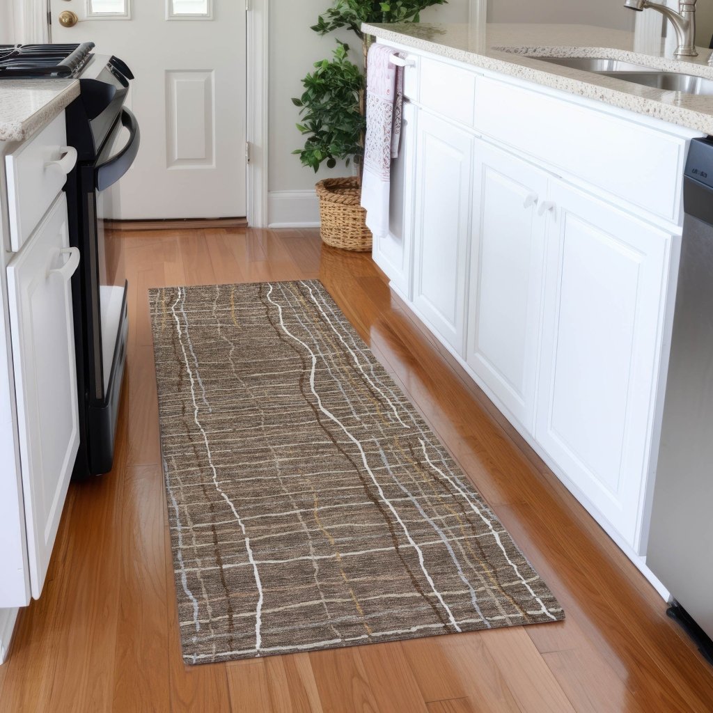 LOOMLAN Rugs Calista Brown Washable Indoor-Outdoor Rug
