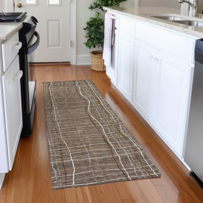 LOOMLAN Rugs Calista Brown Washable Indoor-Outdoor Rug