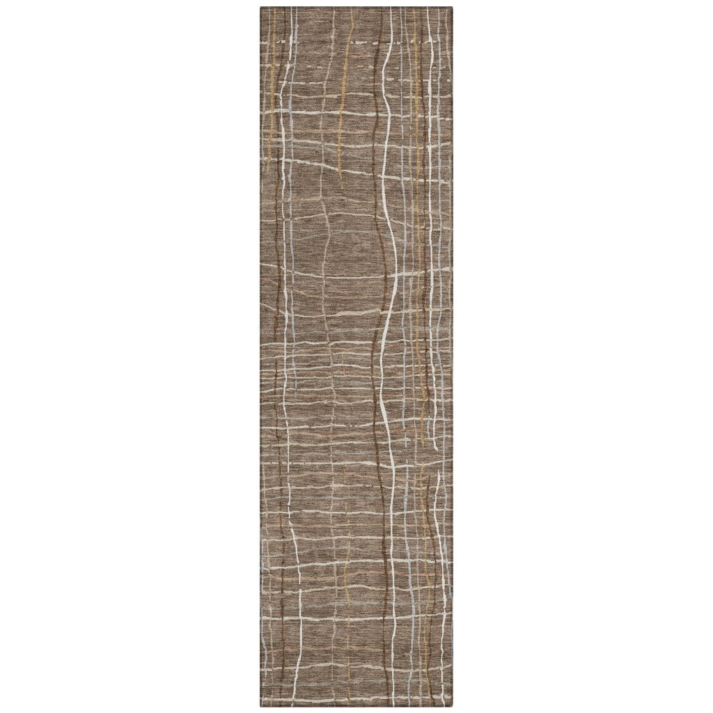 LOOMLAN Rugs Calista Brown Washable Indoor-Outdoor Rug