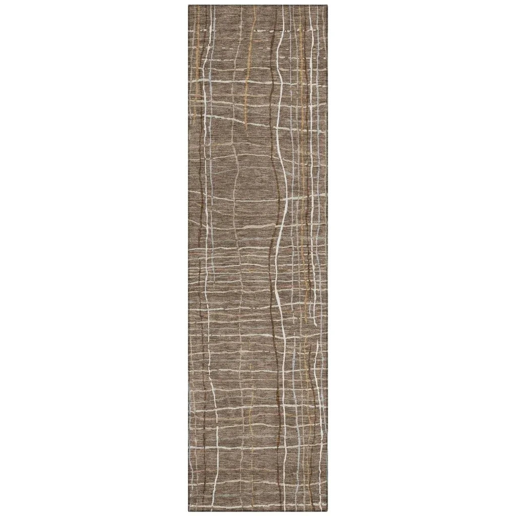 LOOMLAN Rugs Calista Brown Washable Indoor-Outdoor Rug
