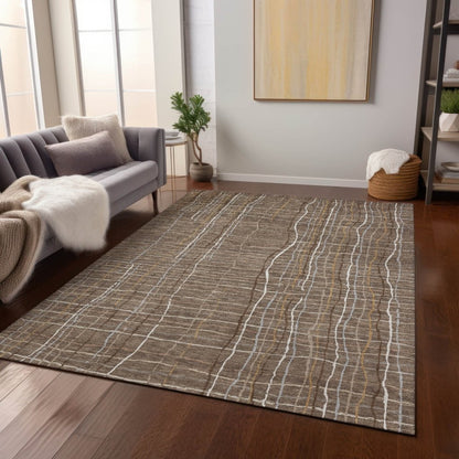 LOOMLAN Rugs Calista Brown Washable Indoor-Outdoor Rug
