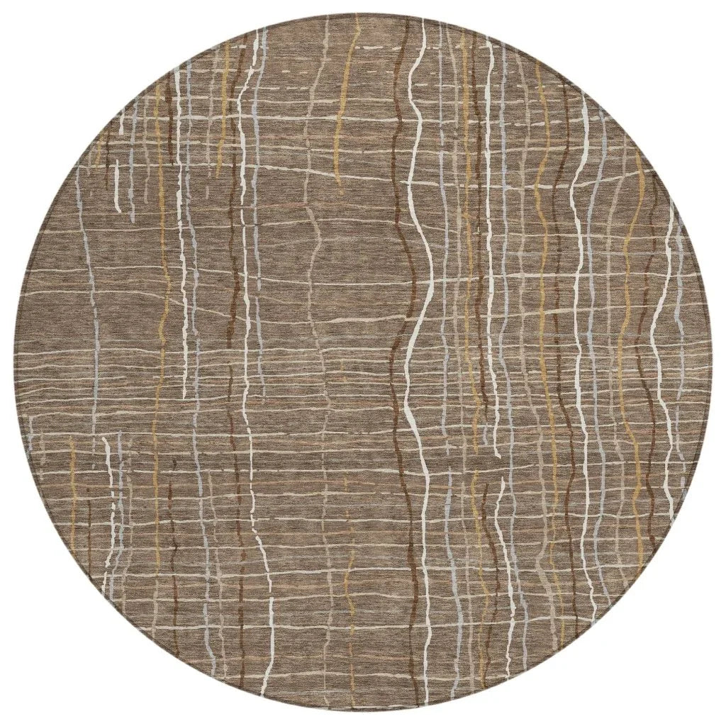 LOOMLAN Rugs Calista Brown Washable Indoor-Outdoor Rug