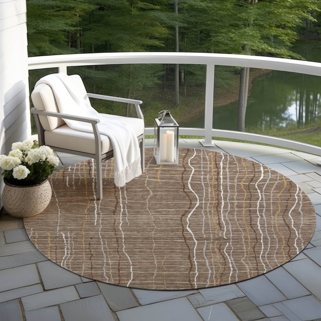 LOOMLAN Rugs Calista Brown Washable Indoor-Outdoor Rug