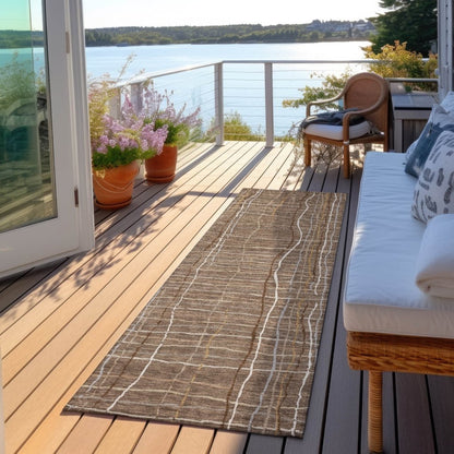 LOOMLAN Rugs Calista Brown Washable Indoor-Outdoor Rug