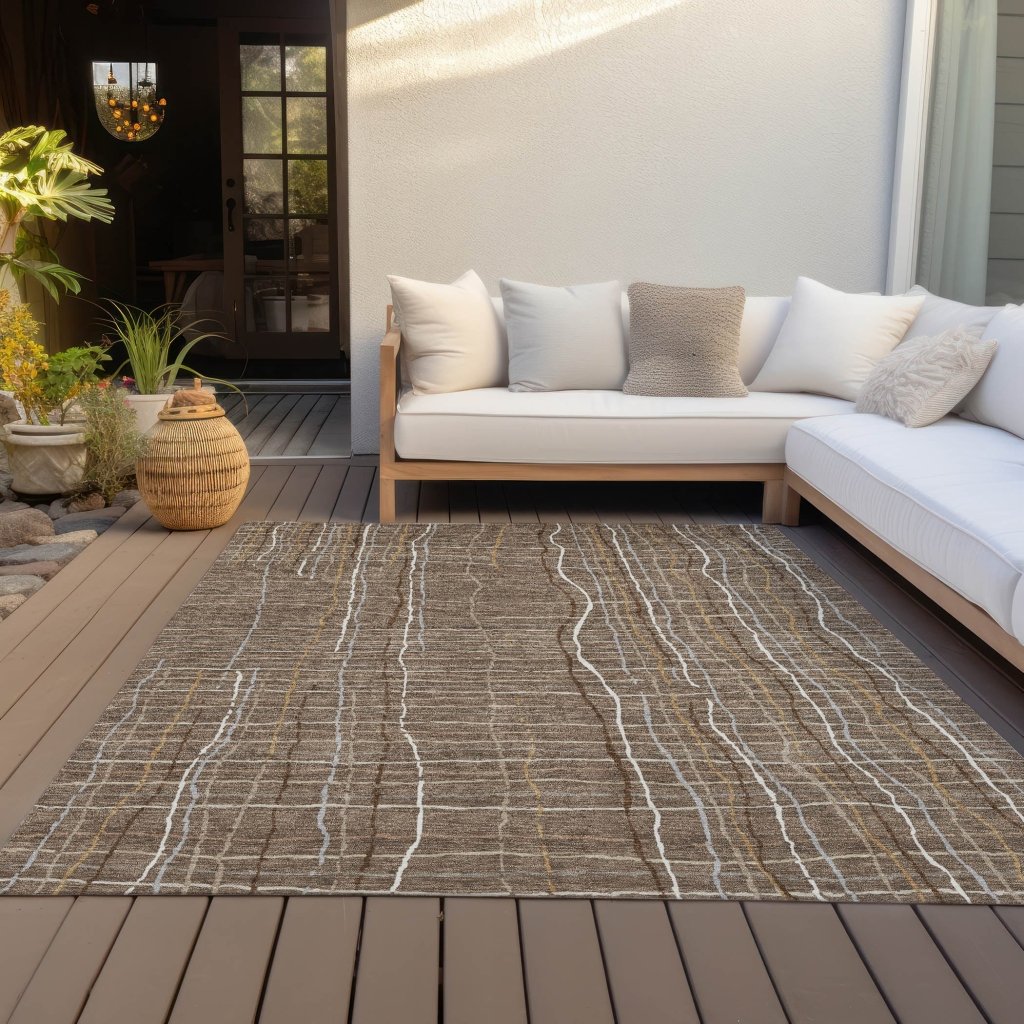 LOOMLAN Rugs Calista Brown Washable Indoor-Outdoor Rug