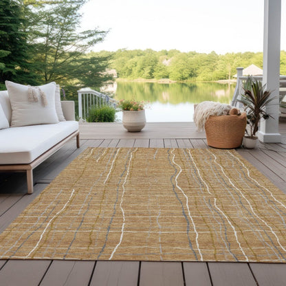 LOOMLAN Rugs Calista Gold Washable Indoor-Outdoor Rug