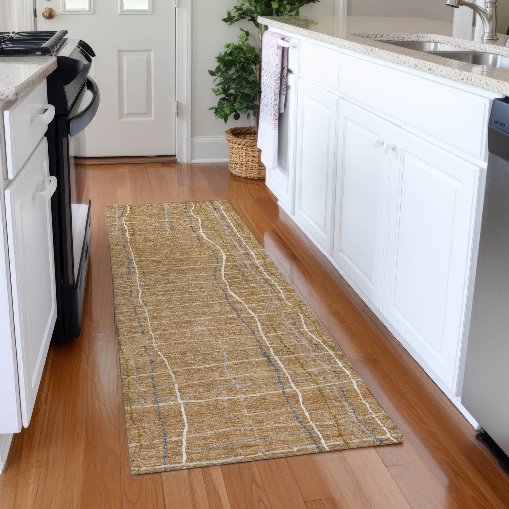 LOOMLAN Rugs Calista Gold Washable Indoor-Outdoor Rug