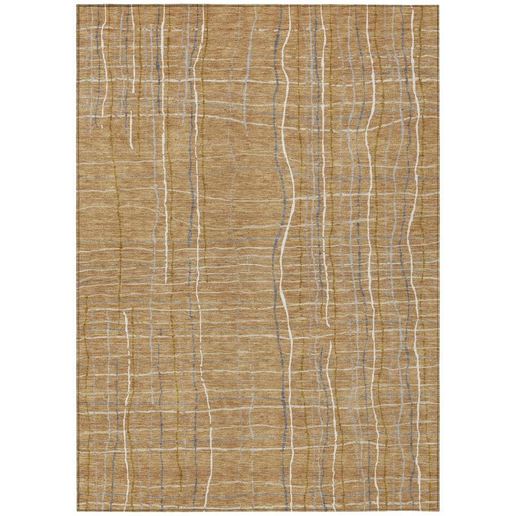 LOOMLAN Rugs Calista Gold Washable Indoor-Outdoor Rug