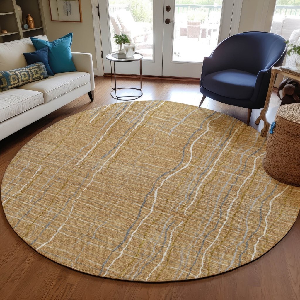 LOOMLAN Rugs Calista Gold Washable Indoor-Outdoor Rug