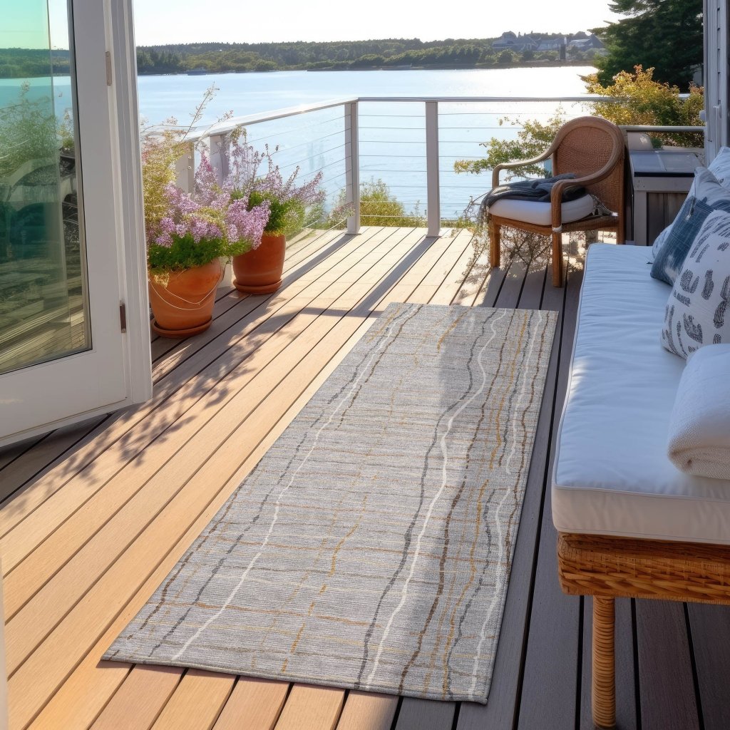 LOOMLAN Rugs Calista Gray Washable Indoor-Outdoor Rug
