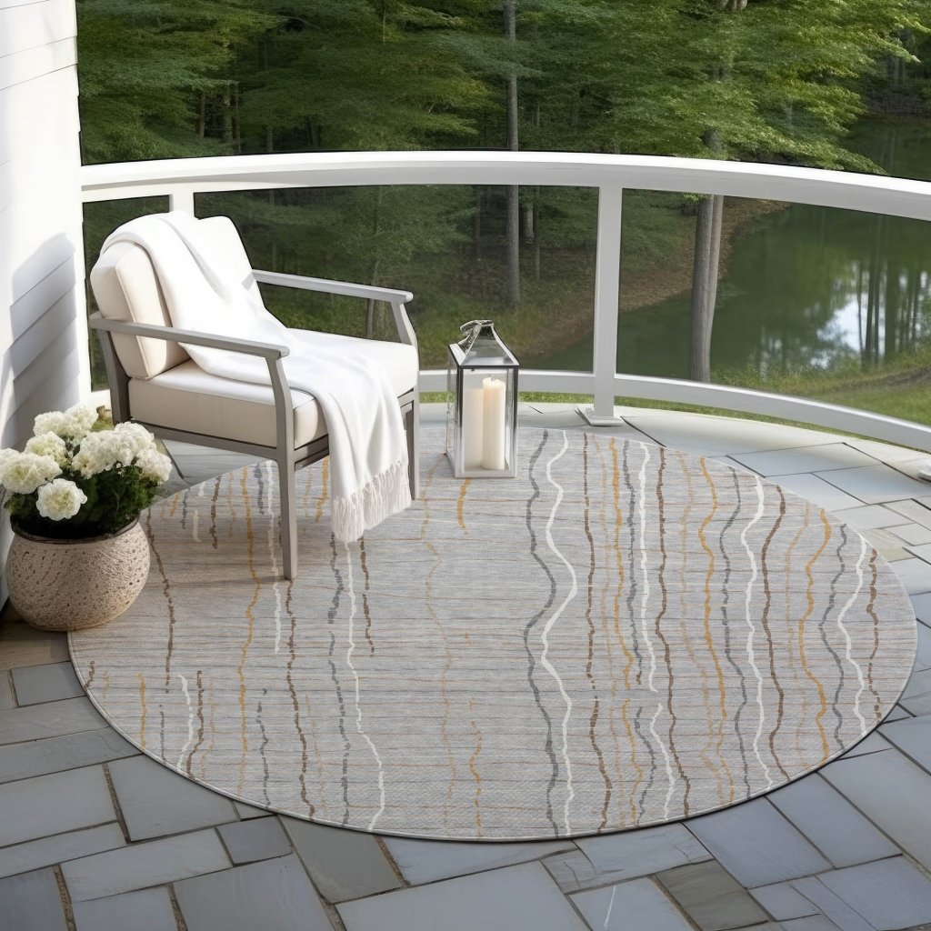 LOOMLAN Rugs Calista Gray Washable Indoor-Outdoor Rug