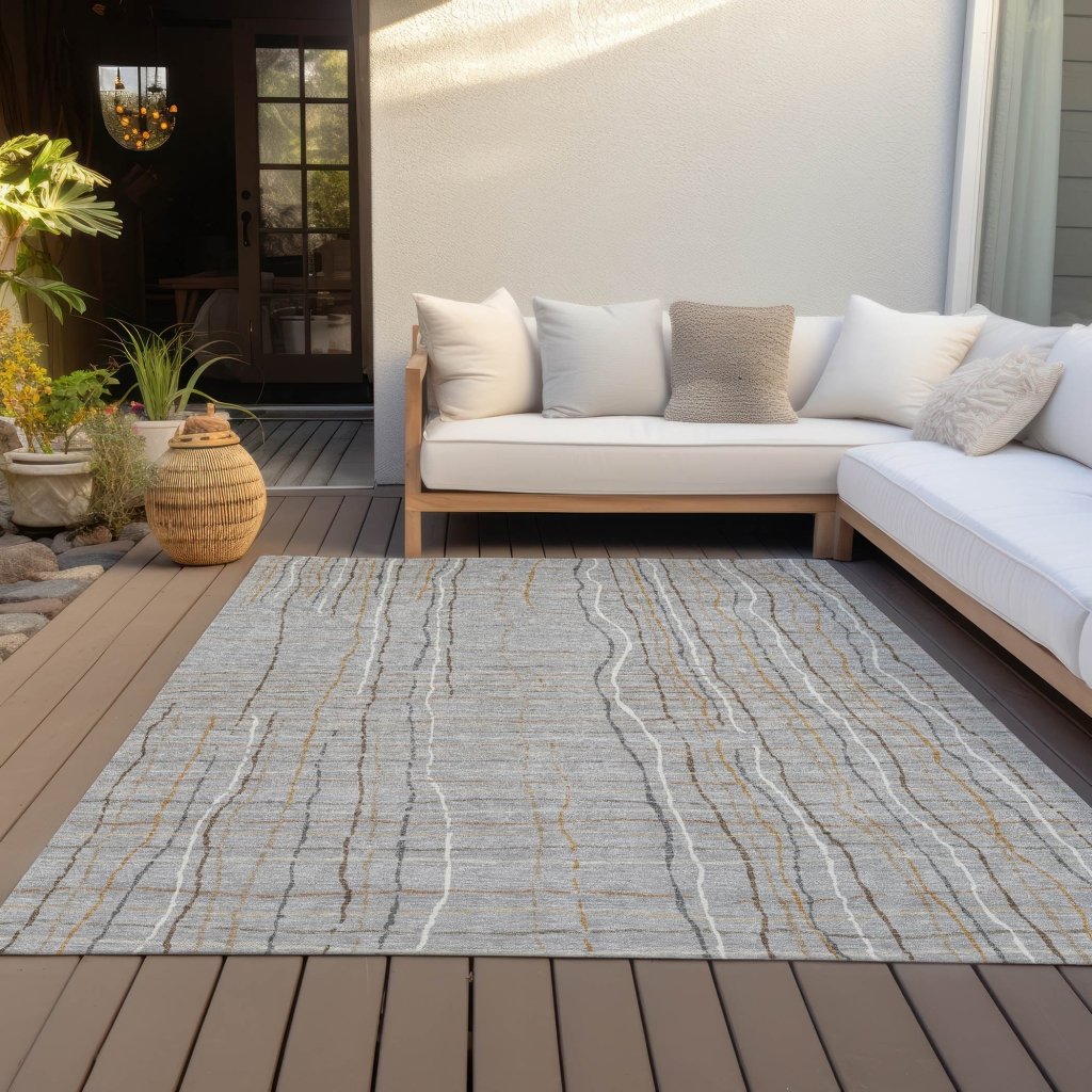 LOOMLAN Rugs Calista Gray Washable Indoor-Outdoor Rug