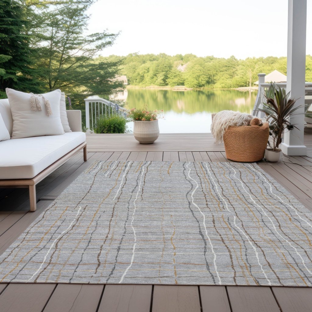 LOOMLAN Rugs Calista Gray Washable Indoor-Outdoor Rug