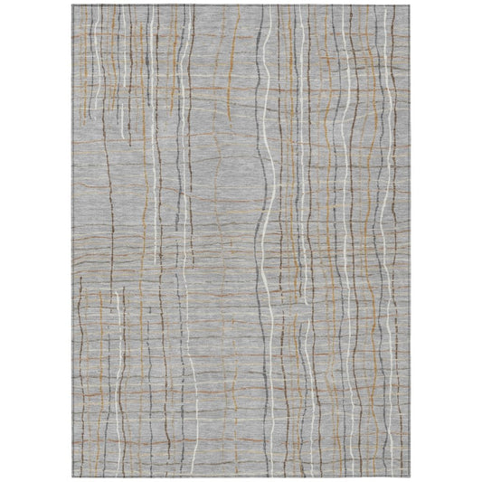 LOOMLAN Rugs Calista Gray Washable Indoor-Outdoor Rug