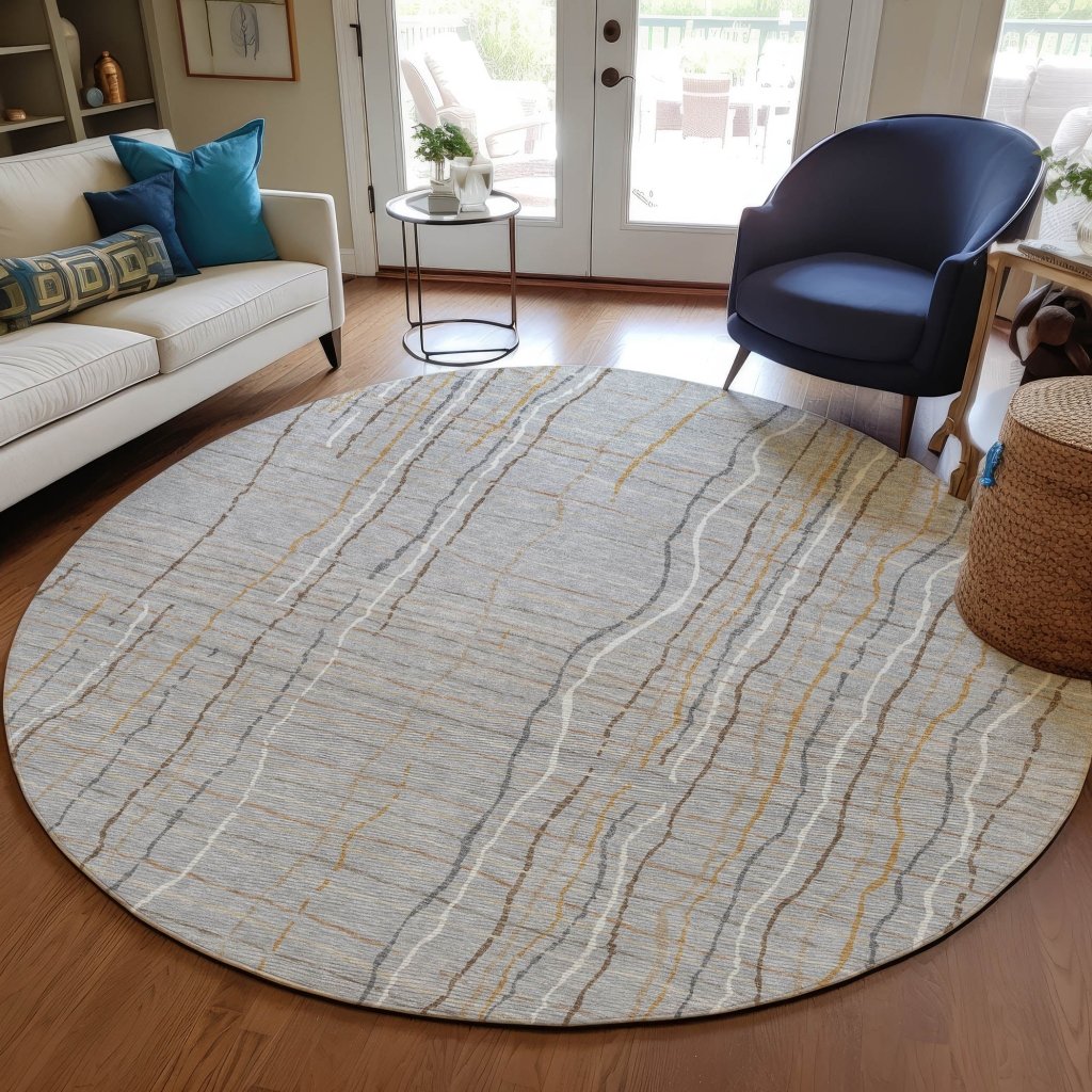 LOOMLAN Rugs Calista Gray Washable Indoor-Outdoor Rug