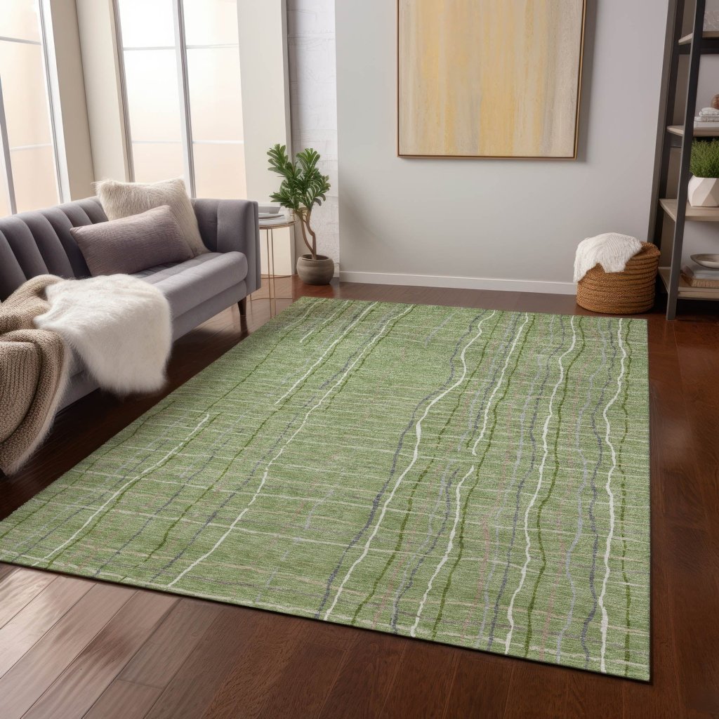 LOOMLAN Rugs Calista Green Washable Indoor-Outdoor Rug