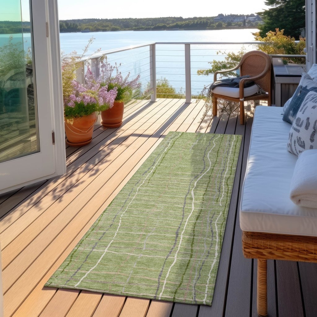 LOOMLAN Rugs Calista Green Washable Indoor-Outdoor Rug