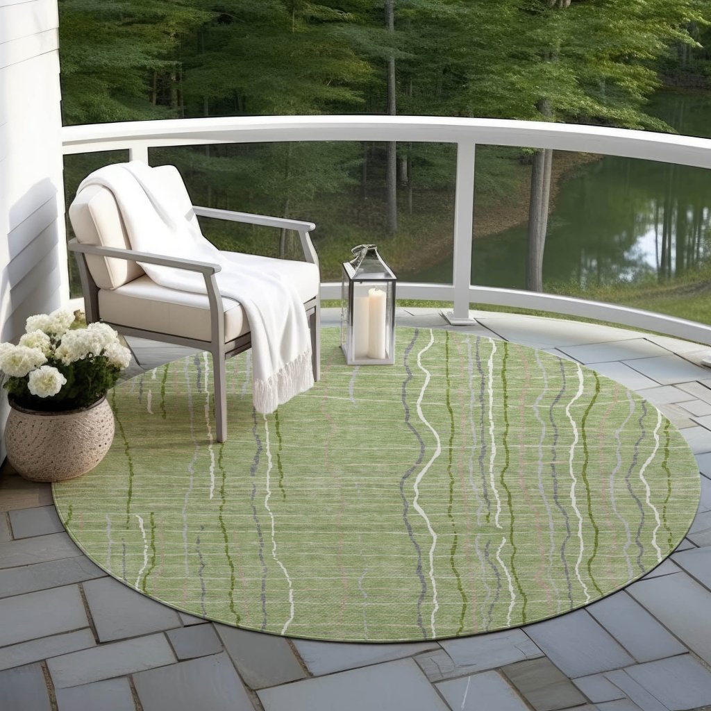 LOOMLAN Rugs Calista Green Washable Indoor-Outdoor Rug