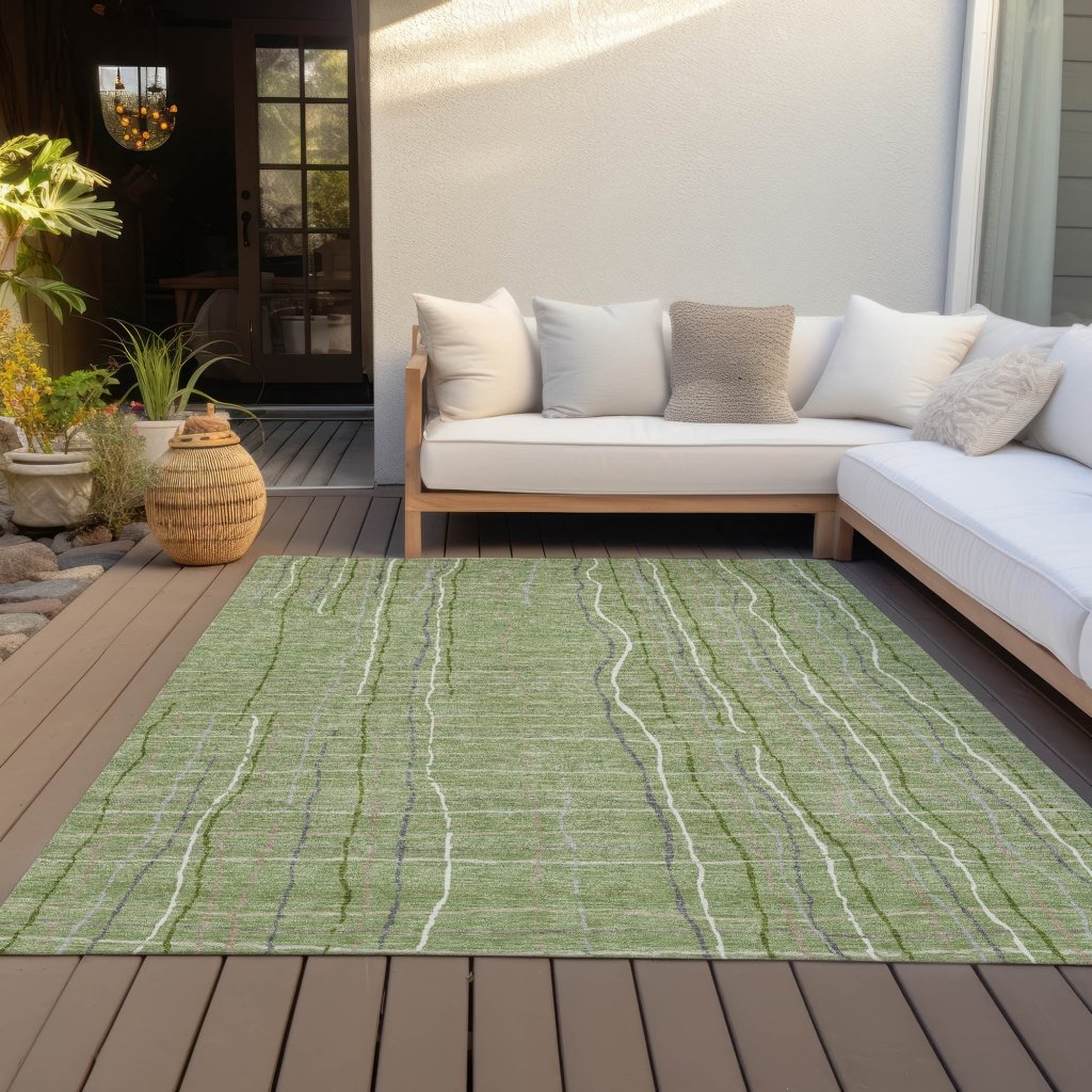 LOOMLAN Rugs Calista Green Washable Indoor-Outdoor Rug