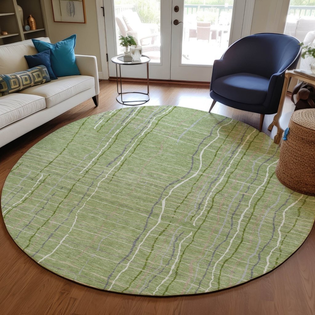 LOOMLAN Rugs Calista Green Washable Indoor-Outdoor Rug