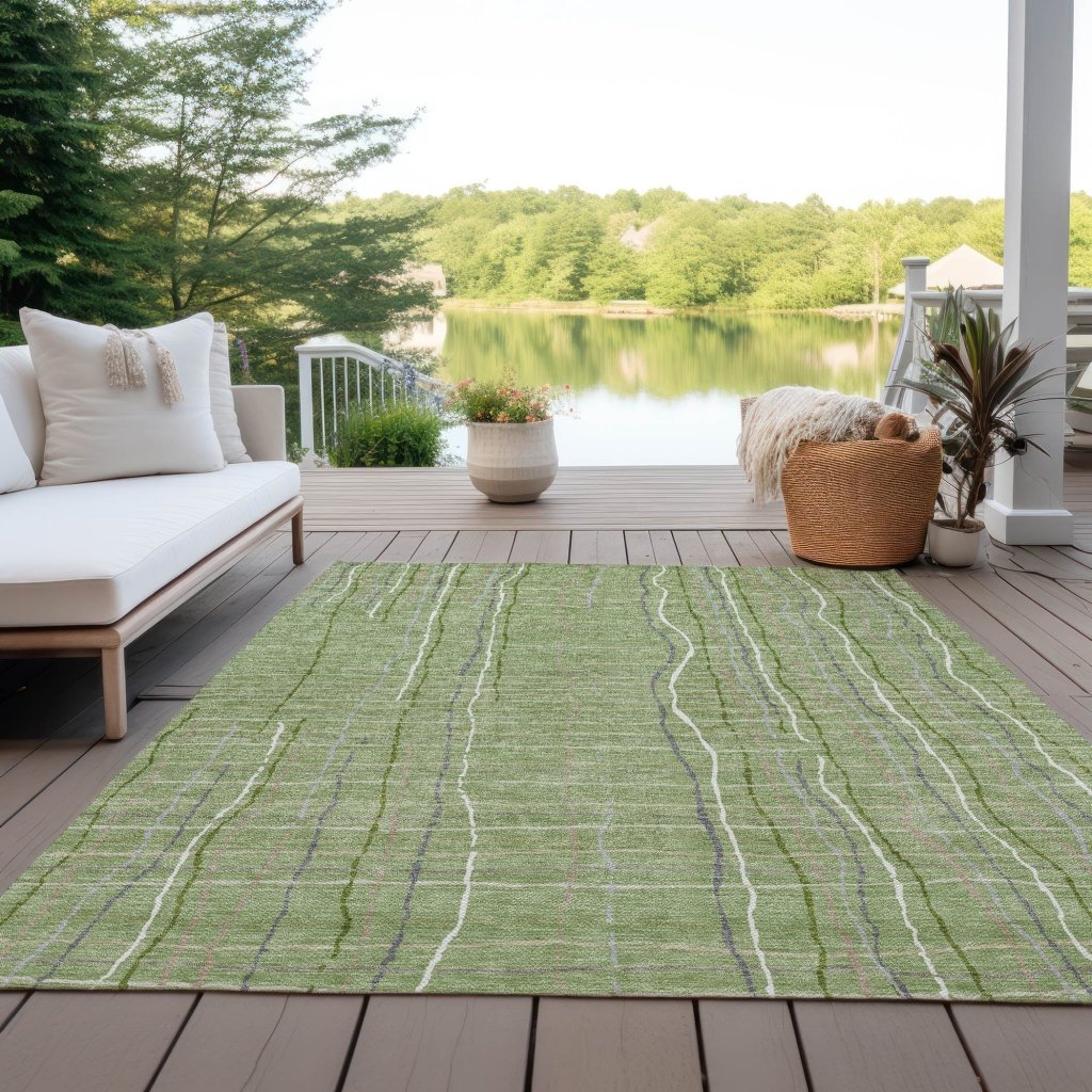 LOOMLAN Rugs Calista Green Washable Indoor-Outdoor Rug