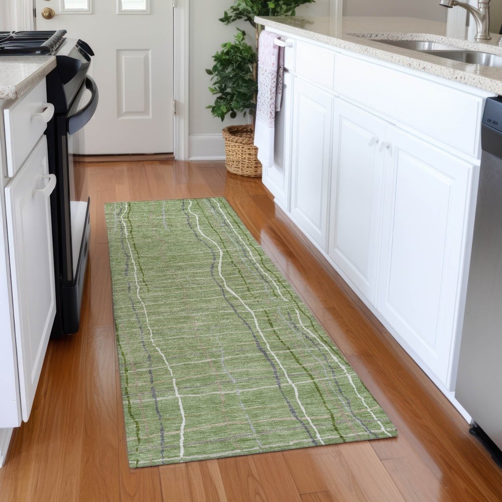 LOOMLAN Rugs Calista Green Washable Indoor-Outdoor Rug