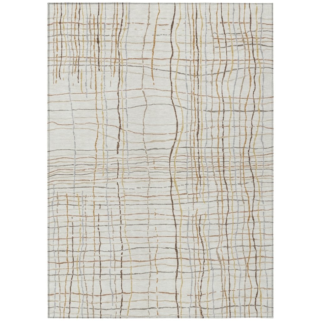 LOOMLAN Rugs Calista Ivory Washable Indoor-Outdoor Rug