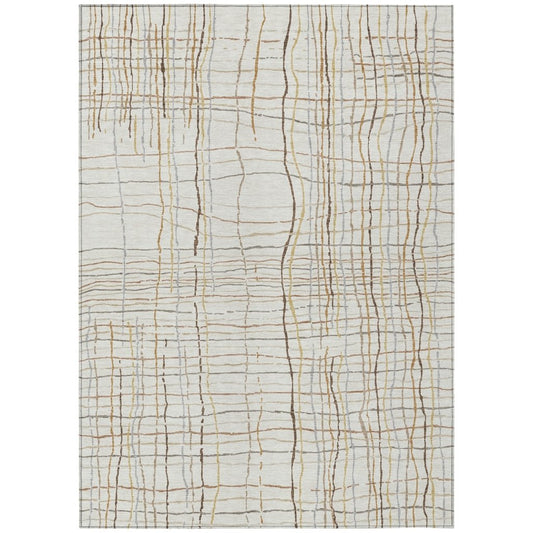 LOOMLAN Rugs Calista Ivory Washable Indoor-Outdoor Rug