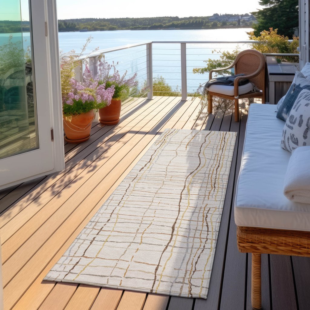 LOOMLAN Rugs Calista Ivory Washable Indoor-Outdoor Rug