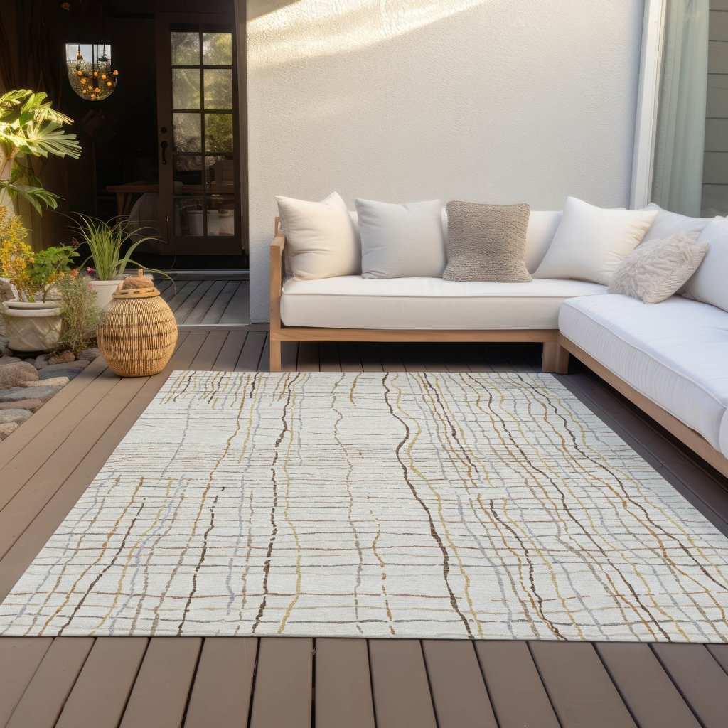 LOOMLAN Rugs Calista Ivory Washable Indoor-Outdoor Rug