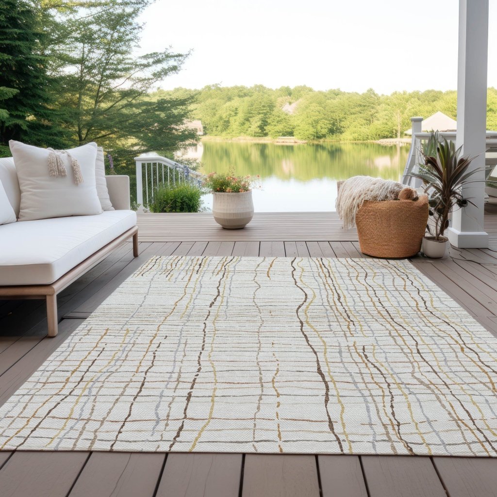 LOOMLAN Rugs Calista Ivory Washable Indoor-Outdoor Rug