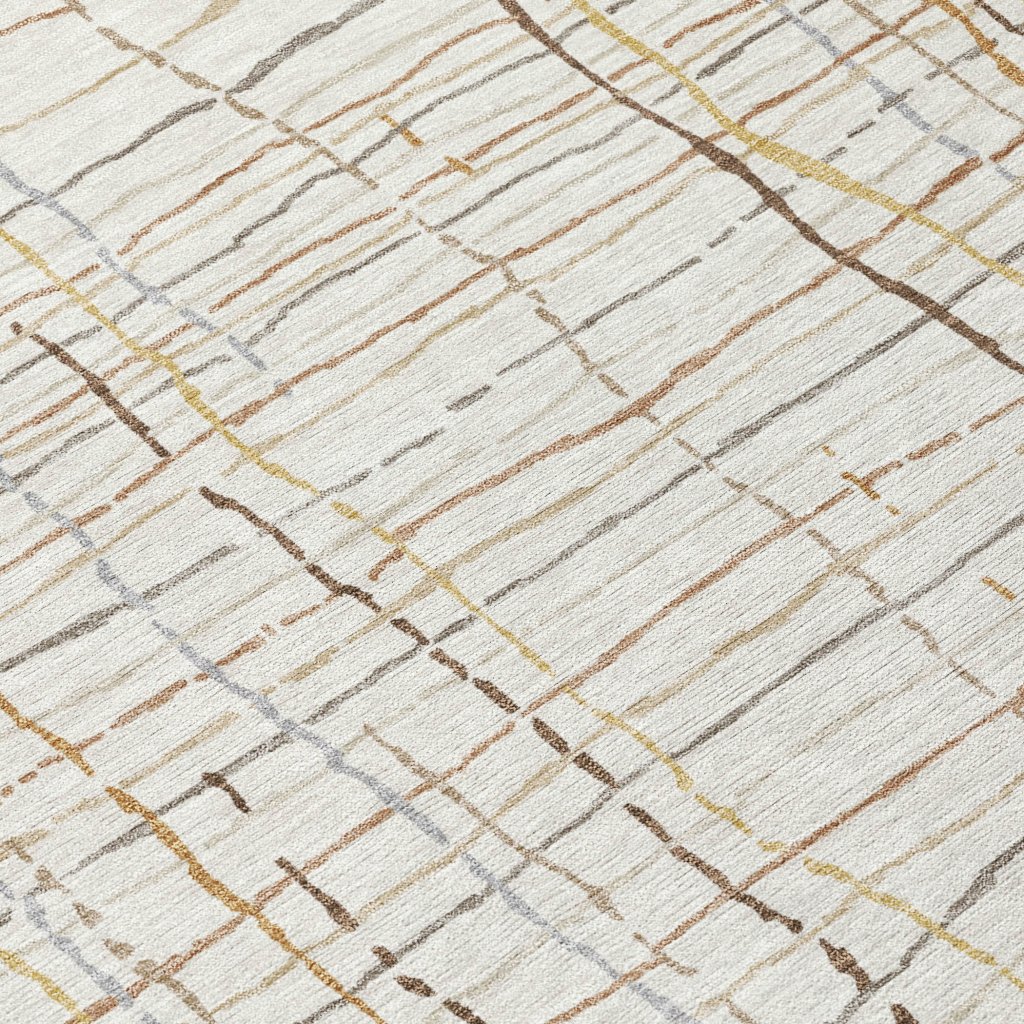 LOOMLAN Rugs Calista Ivory Washable Indoor-Outdoor Rug