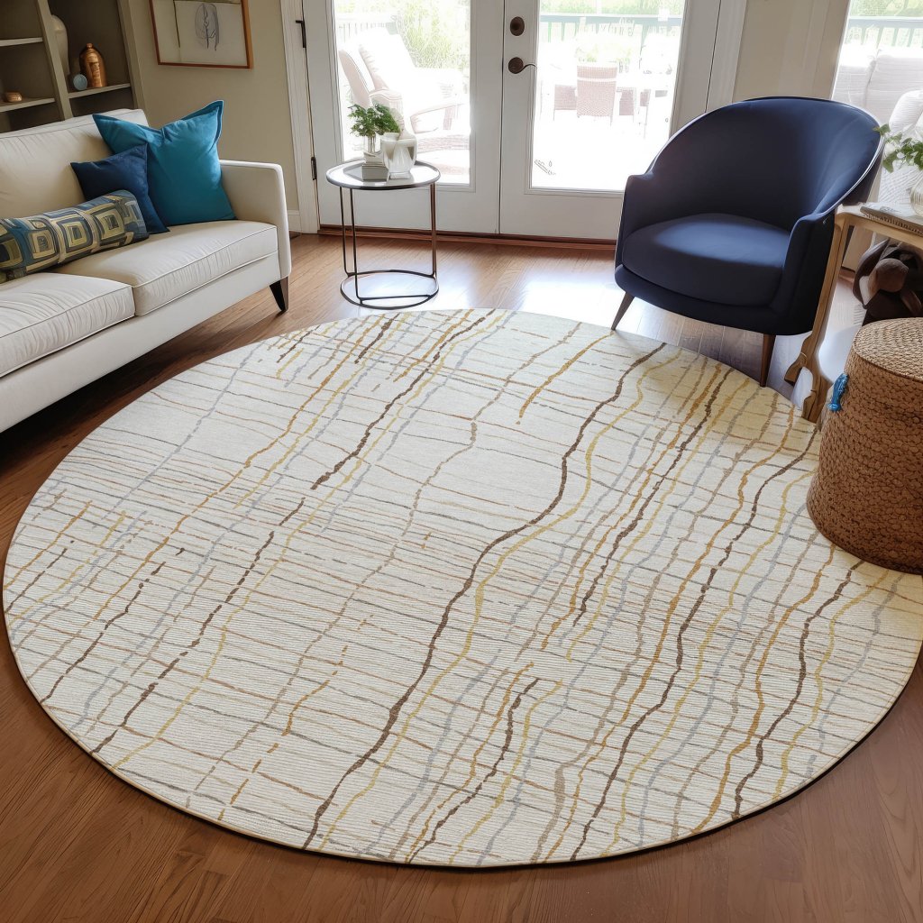 LOOMLAN Rugs Calista Ivory Washable Indoor-Outdoor Rug