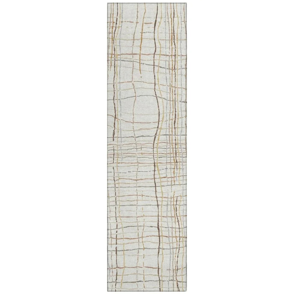 LOOMLAN Rugs Calista Ivory Washable Indoor-Outdoor Rug