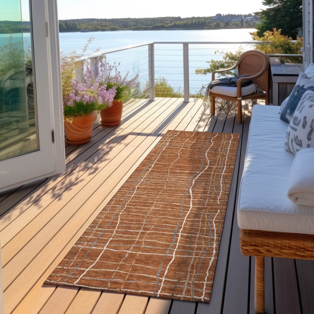 LOOMLAN Rugs Calista Orange Washable Indoor-Outdoor Rug