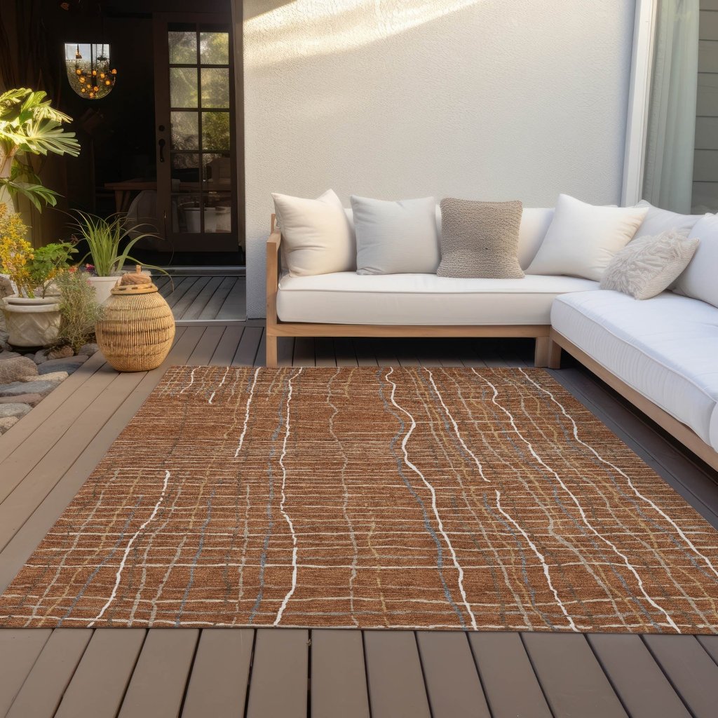 LOOMLAN Rugs Calista Orange Washable Indoor-Outdoor Rug
