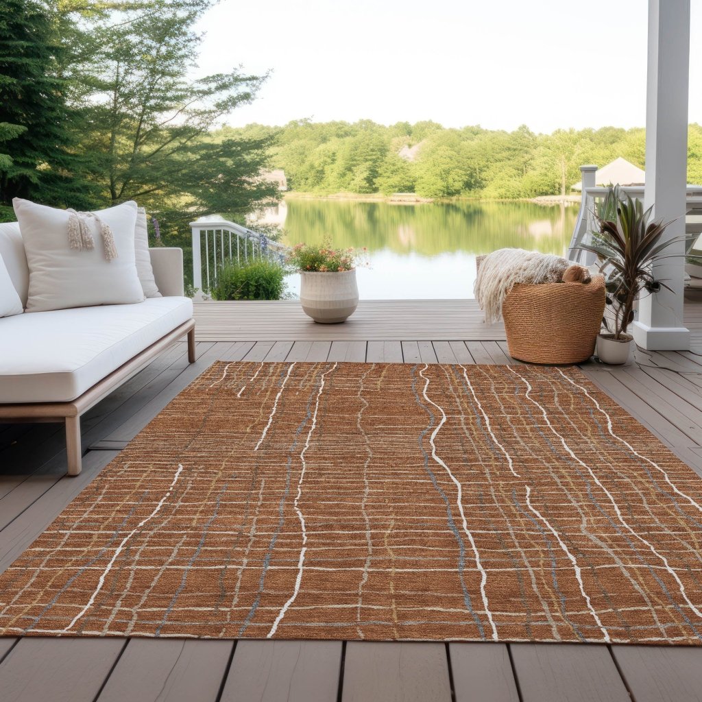 LOOMLAN Rugs Calista Orange Washable Indoor-Outdoor Rug