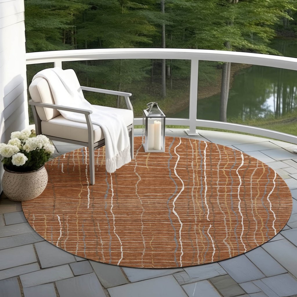 LOOMLAN Rugs Calista Orange Washable Indoor-Outdoor Rug