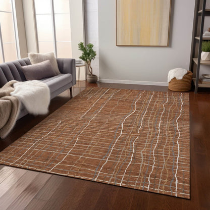 LOOMLAN Rugs Calista Orange Washable Indoor-Outdoor Rug