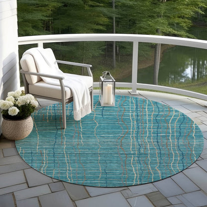 LOOMLAN Rugs Calista Teal Washable Indoor-Outdoor Rug
